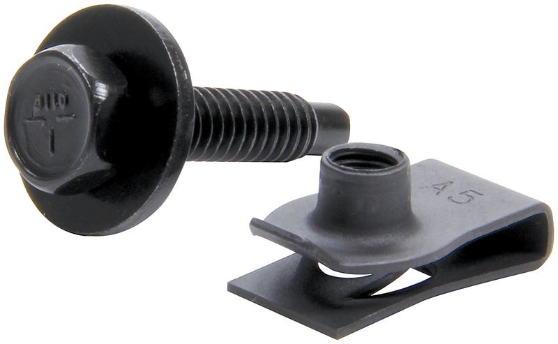 Allstar Performance ALL18558 Body Bolt Kit with Clips, (Pack of 10), Black, 10 Pack